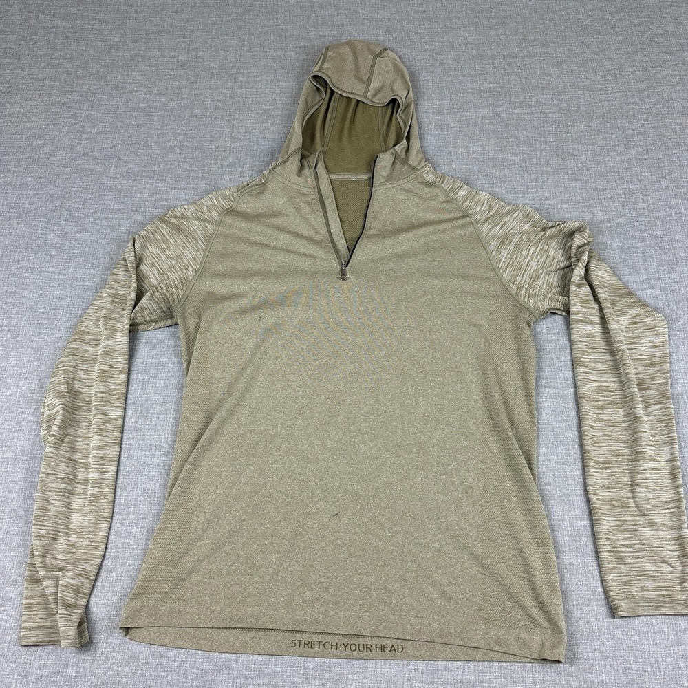 Lululemon Hoodie Mens L Green‎ 1/4 Zip Stretch Your Head Lightweight